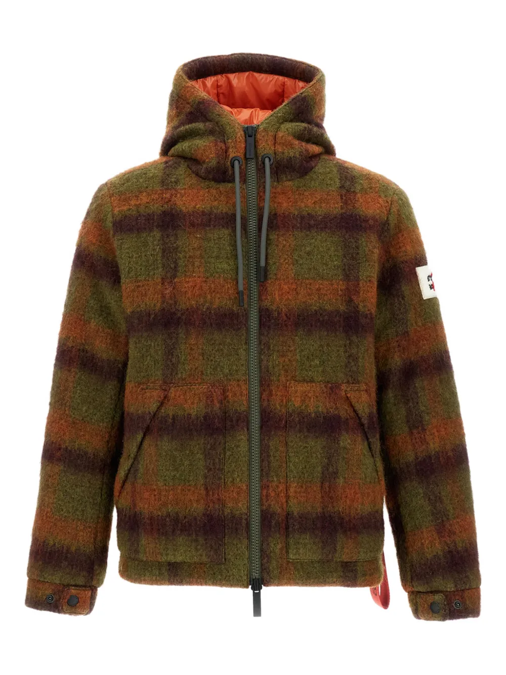 AFTER LABEL hooded check-pattern jacket | Brown | Image 1