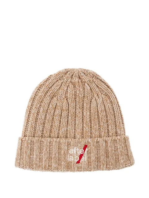 AFTER LABEL ribbed logo-detail beanie