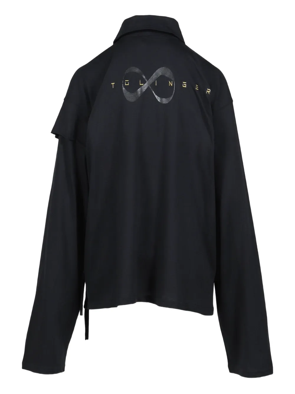 Ottolinger Polotop met ruchemouwen Zwart