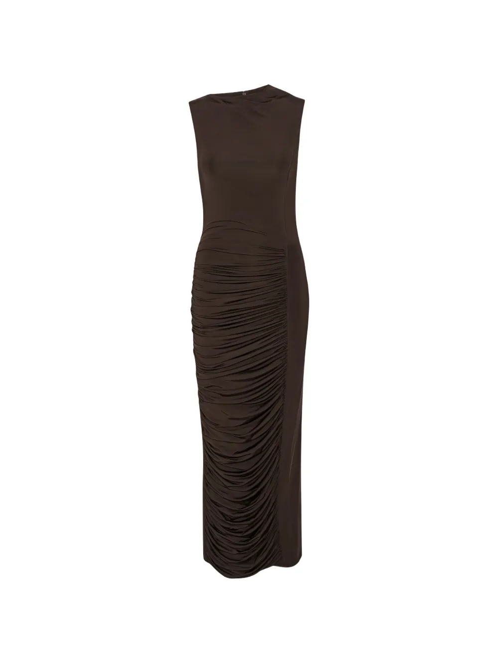 ROTATE BIRGER CHRISTENSEN ruched midi dress dark brown