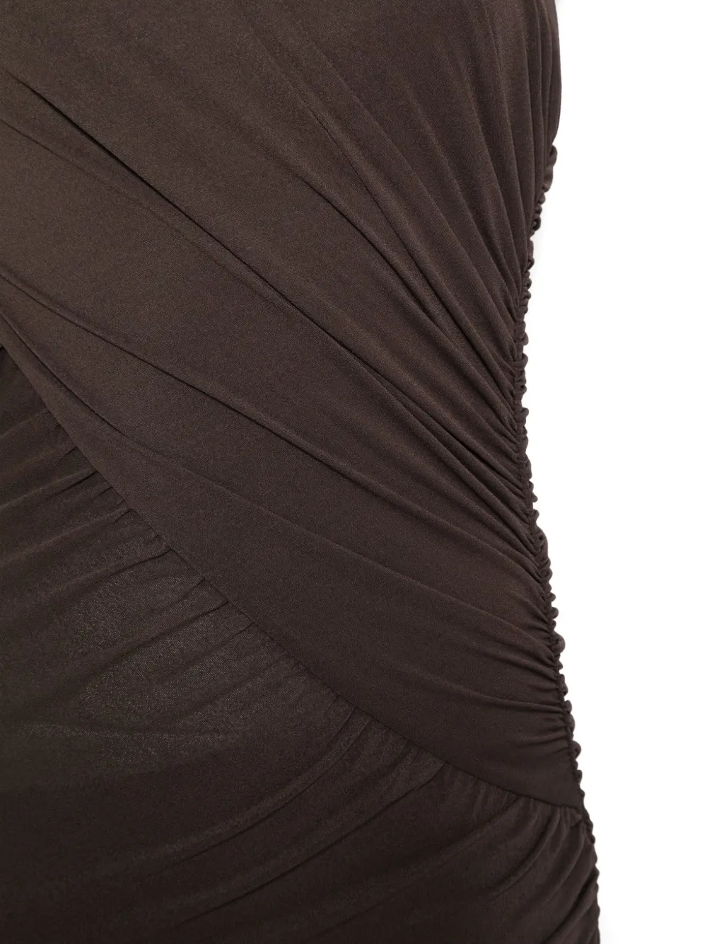Rick Owens One-shoulder Ruched Dress In Brown