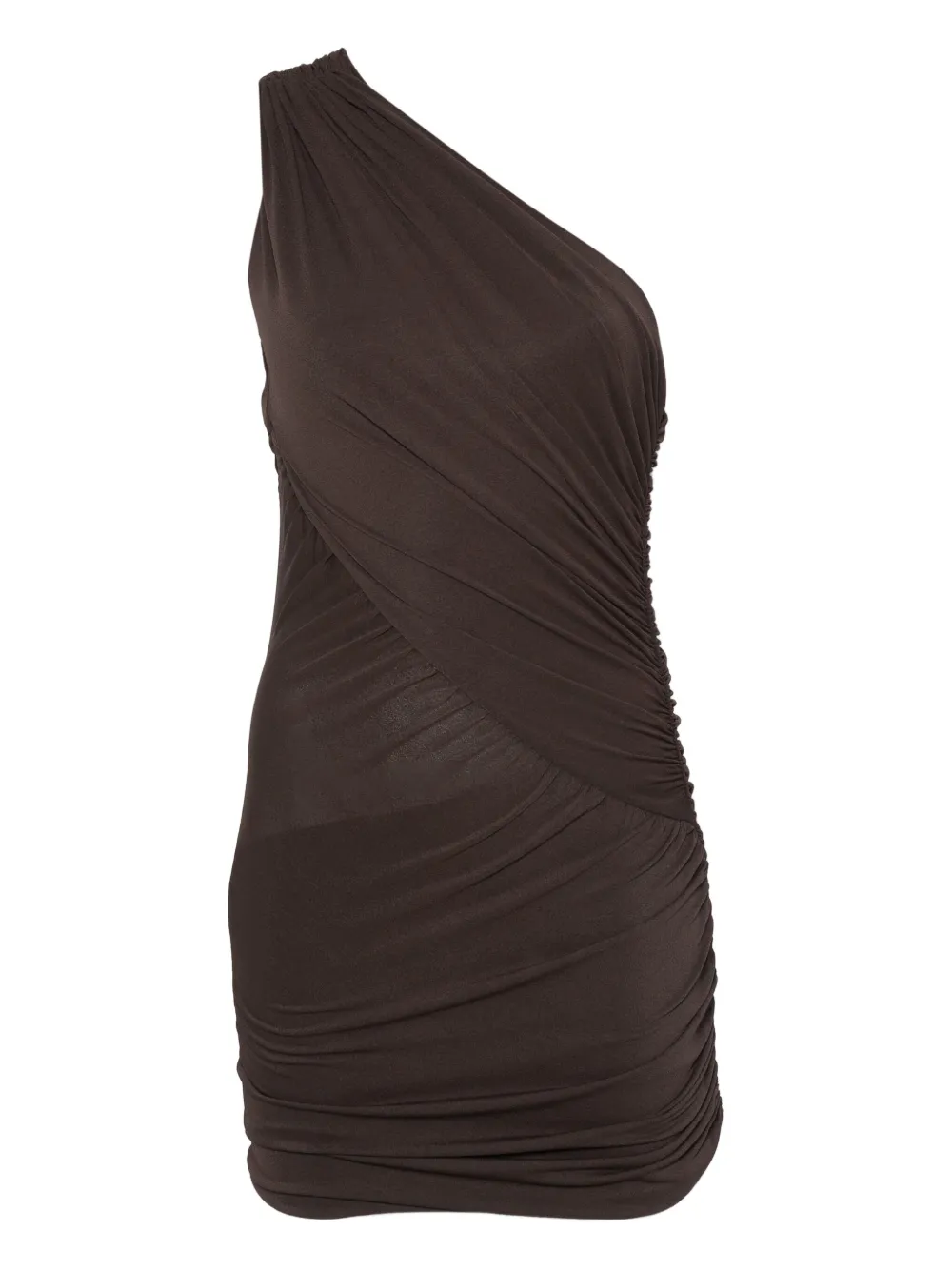Rick Owens Lilies one-shoulder ruched dress - Marrone