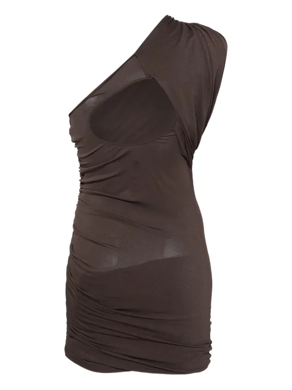Rick Owens Lilies one-shoulder Ruched Dress | Brown | FARFETCH Rick Owens Lilies one-shoulder Ruched Dress | Brown | FARFETCH