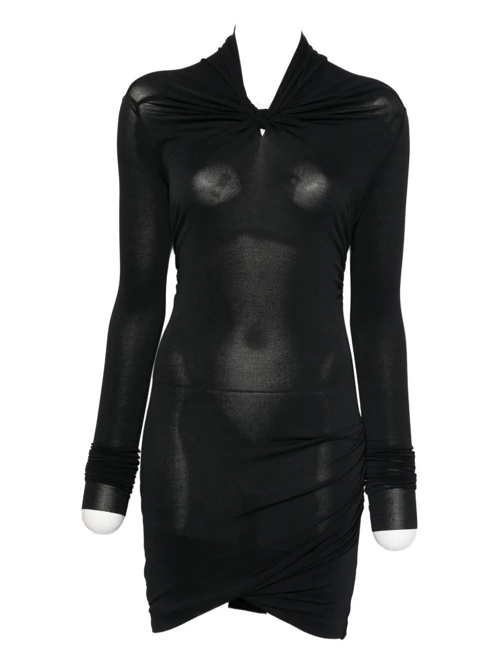 Rick Owens Twisted Long-sleeve Dress In Black
