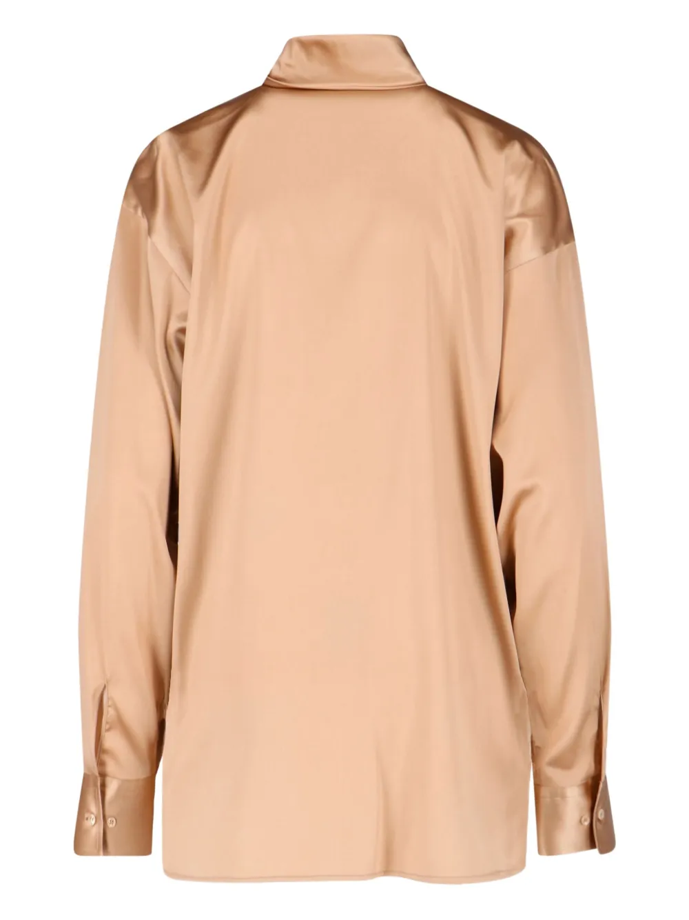 Ermanno Scervino Satin Long Sleeve Top With Bow Detail In Neutral