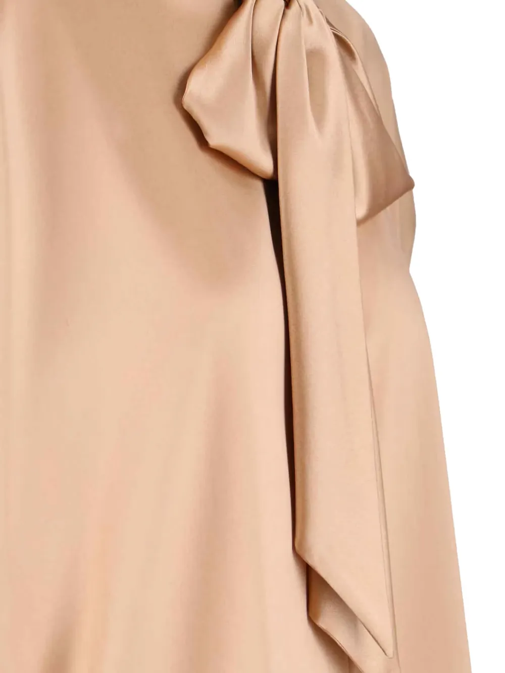 Ermanno Scervino Satin Long Sleeve Top With Bow Detail In Neutral