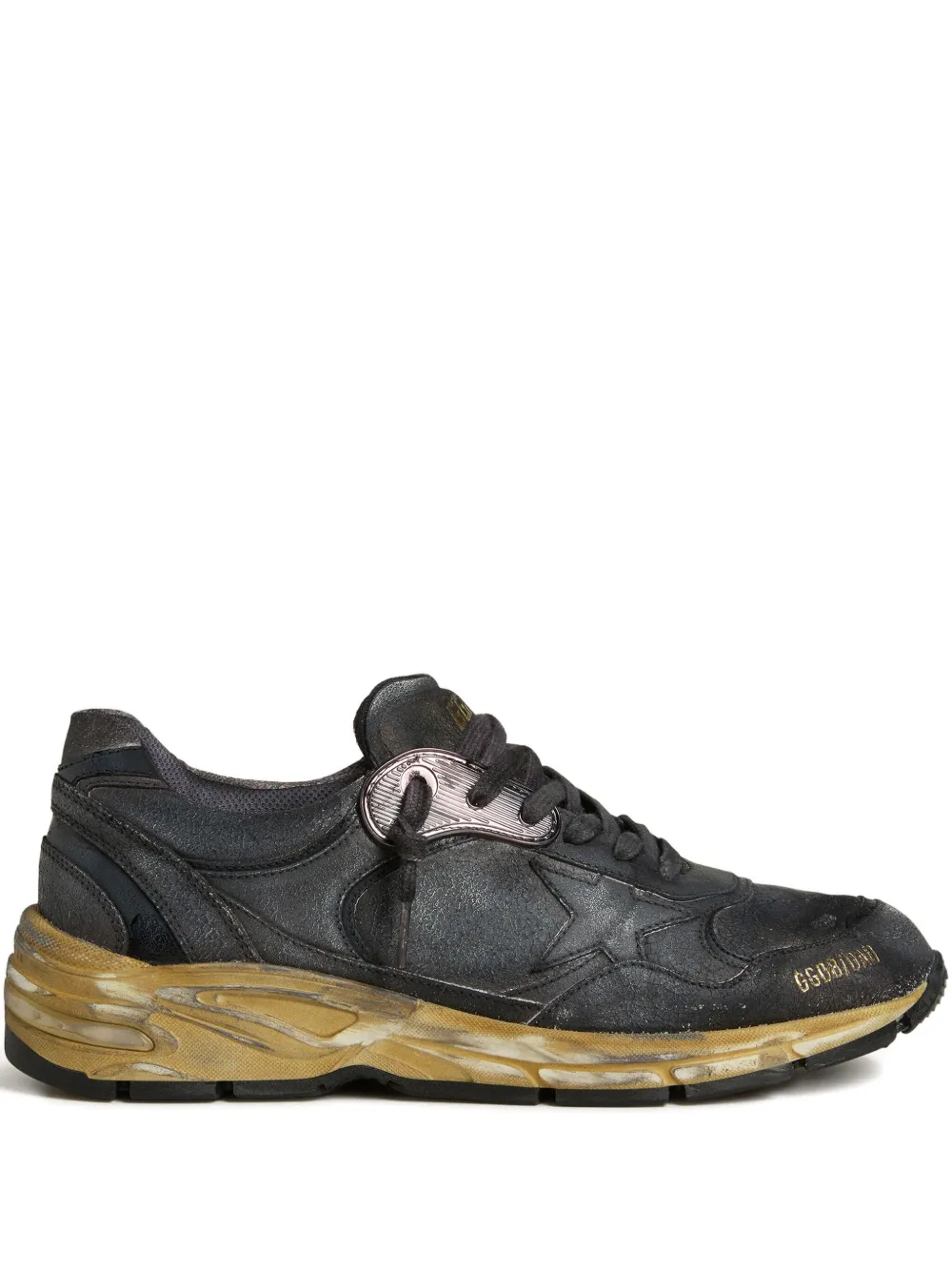 Golden Goose Dad-star Crackle-leather Sneakers In Black