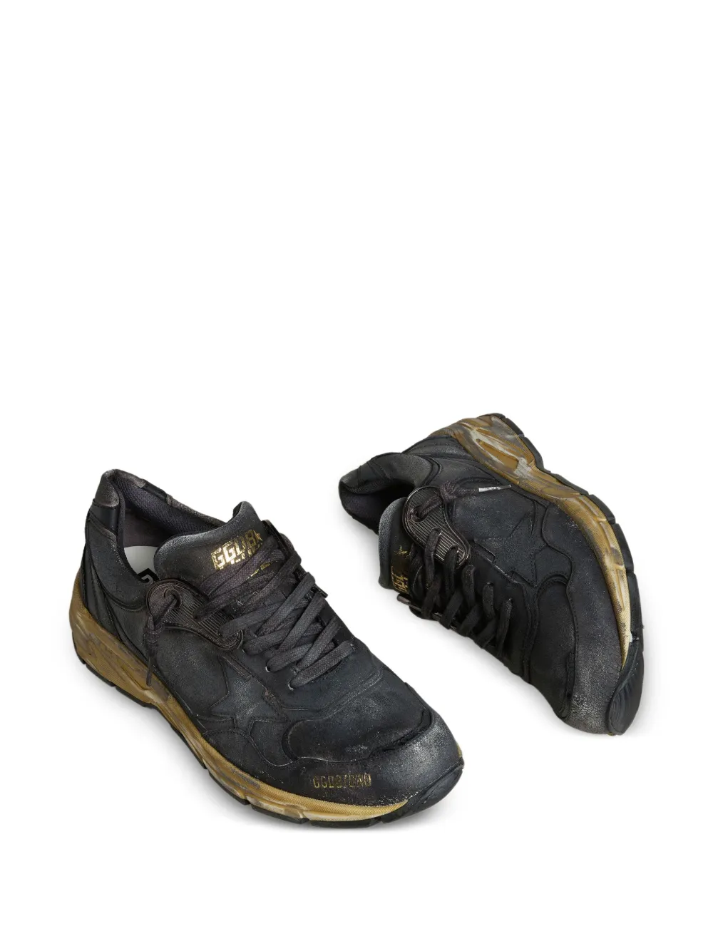 Golden Goose Dad-Star crackle leren sneakers Zwart