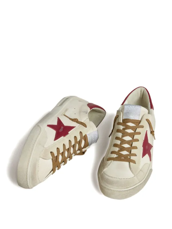 Golden Goose Super-Star With Red Leather Star And Beige Suede