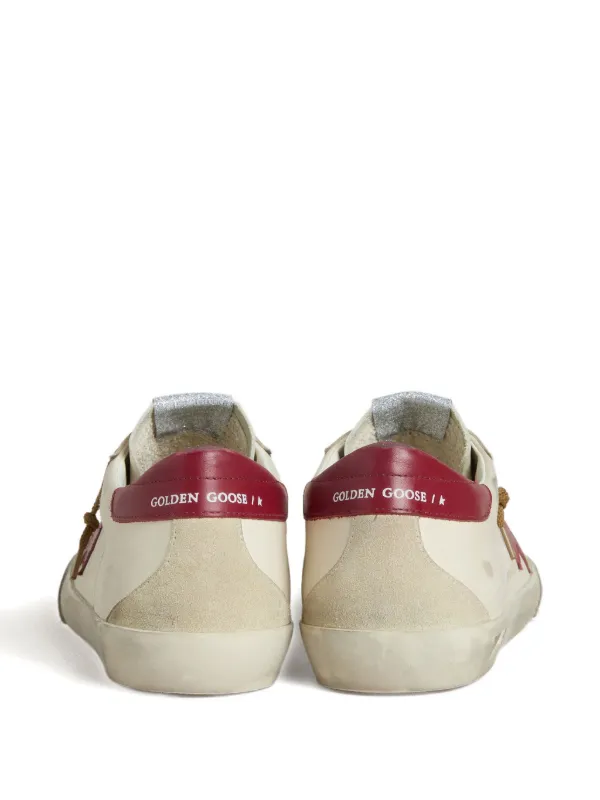 Golden Goose Super-Star With Red Leather Star And Beige Suede