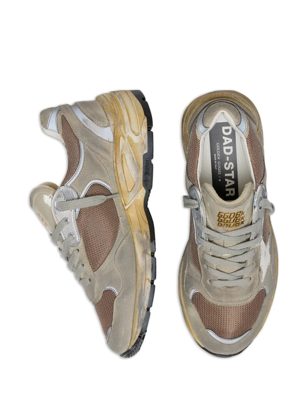 Golden Goose Lace-up Star-detail Sneakers in Grey, view 3