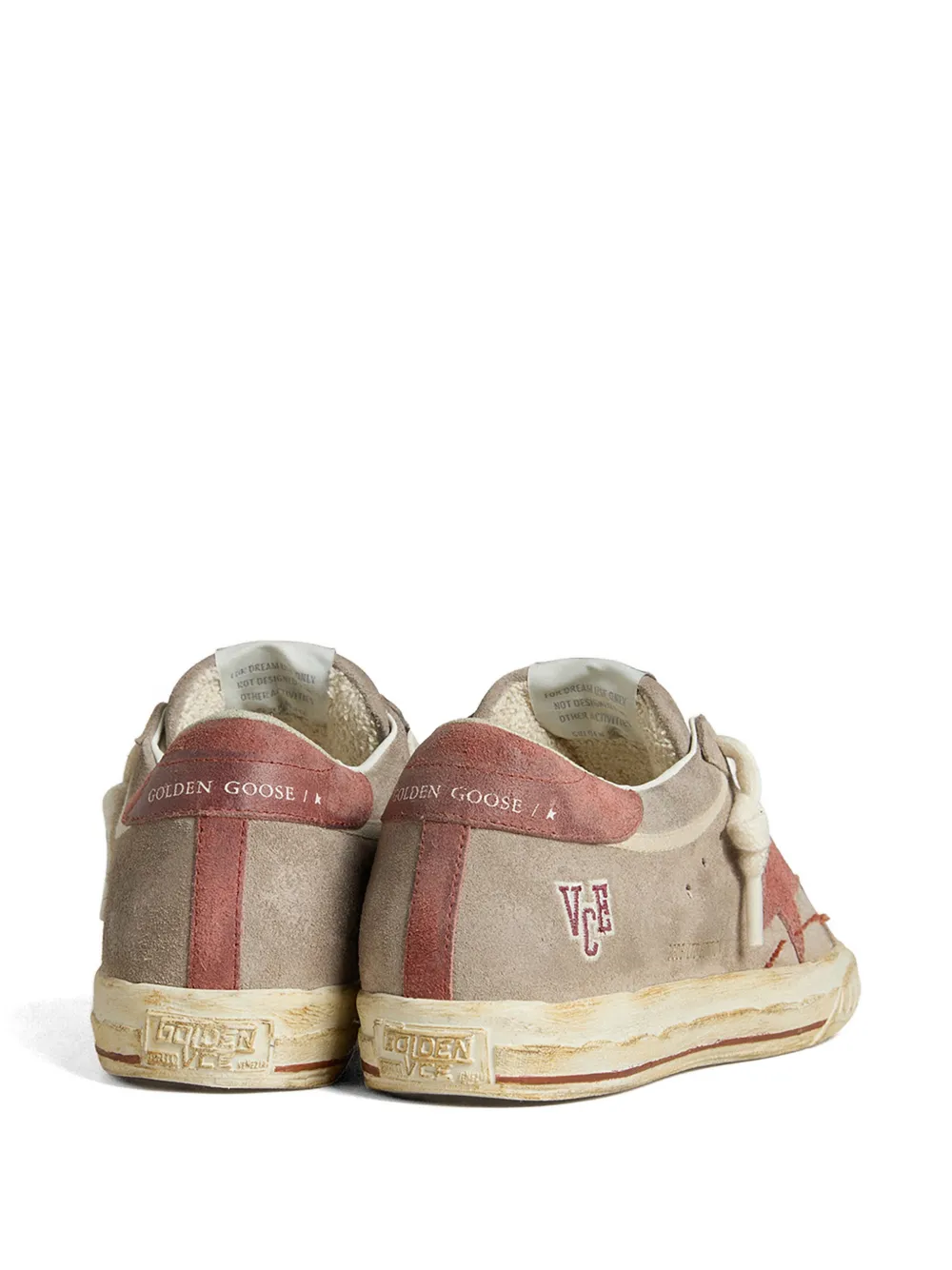 Golden Goose Super-Star LTD in grijs suède met rood gewaxt suède ster en hiellus Beige