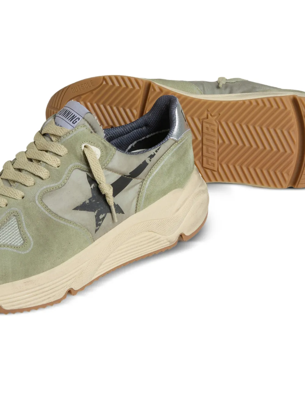 printed-star suede sneakers