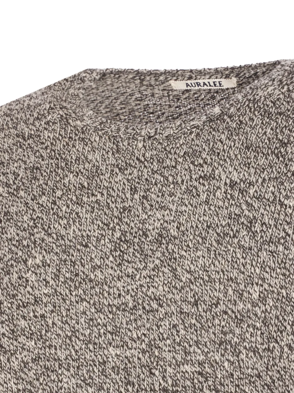 Auralee Textured Knit Crewneck Sweater With Long Sleeves In Neutral