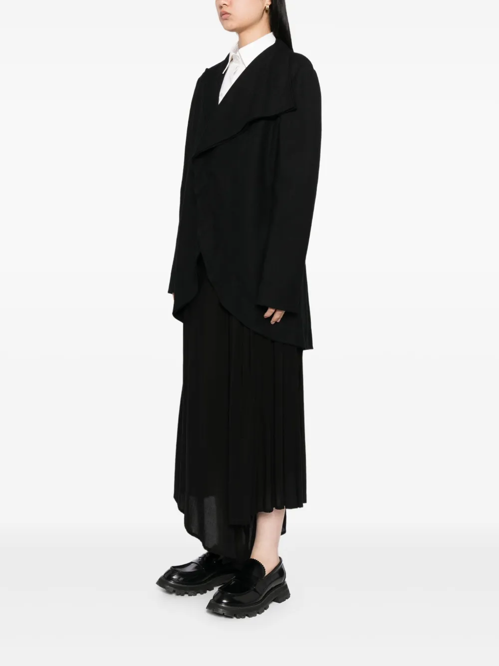 Yohji Yamamoto Asymmetrisch wollen jack Zwart