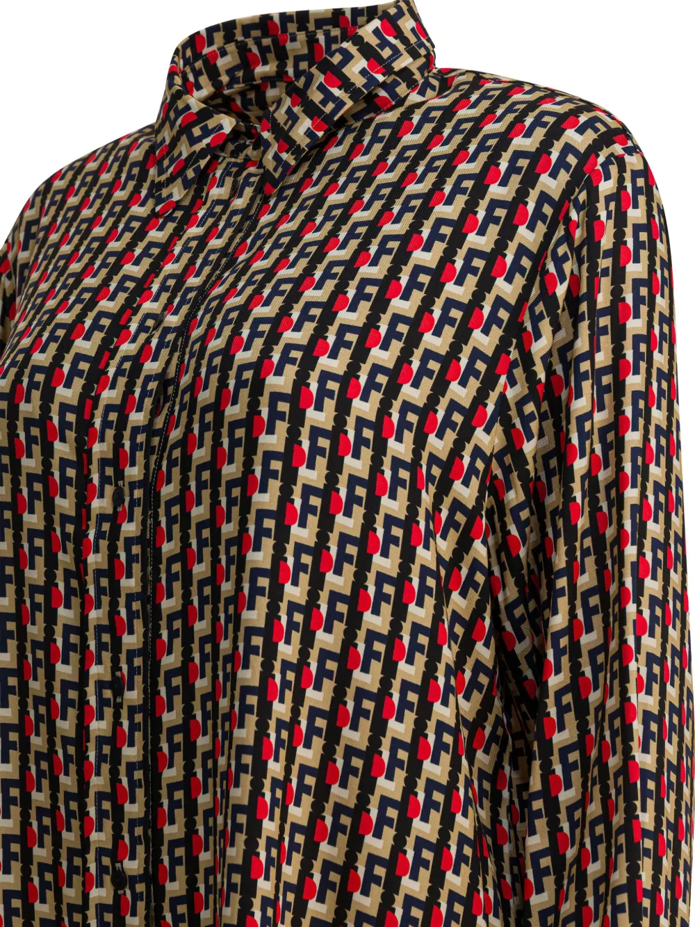 Ines De La Fressange Geometric-pattern Shirt In Brown