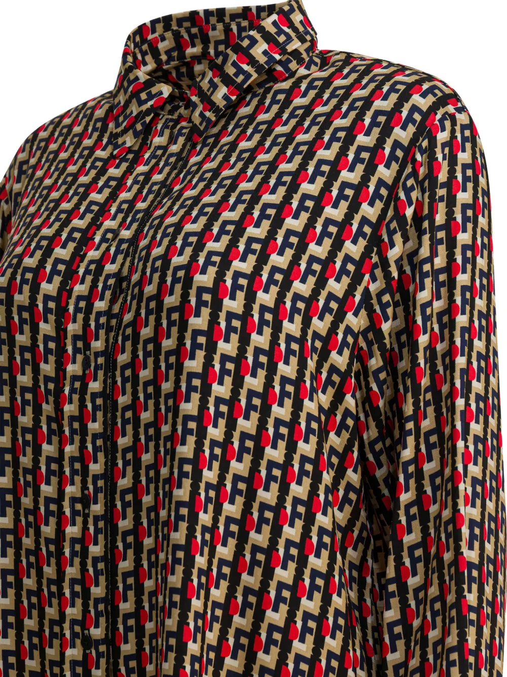 Ines De La Fressange Geometric-pattern Shirt In Brown