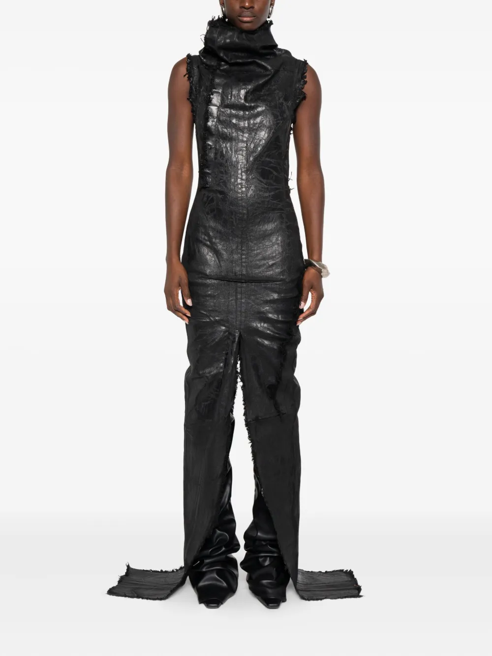 Rick Owens Porterville jurk met franje - Zwart
