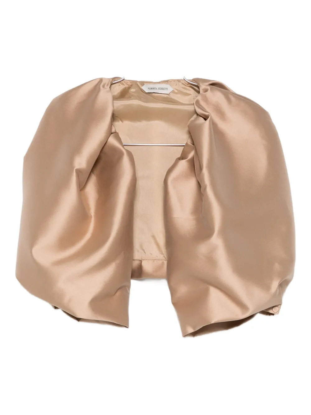 Alberta Ferretti Cropped Satin Jacket In Brown