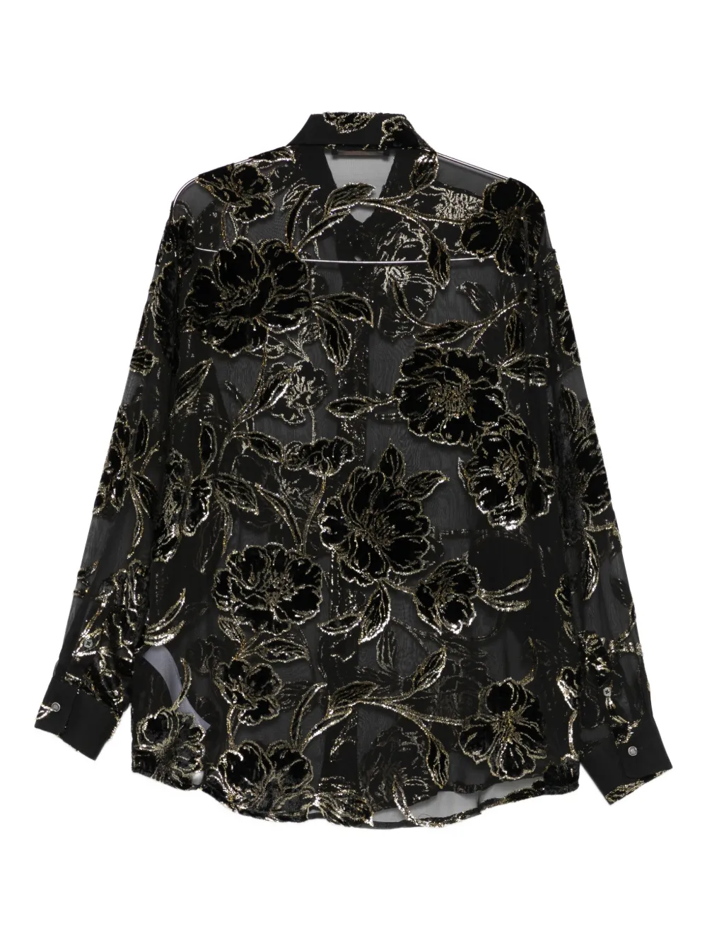 Roberto Cavalli Floral-textured Blouse In Black