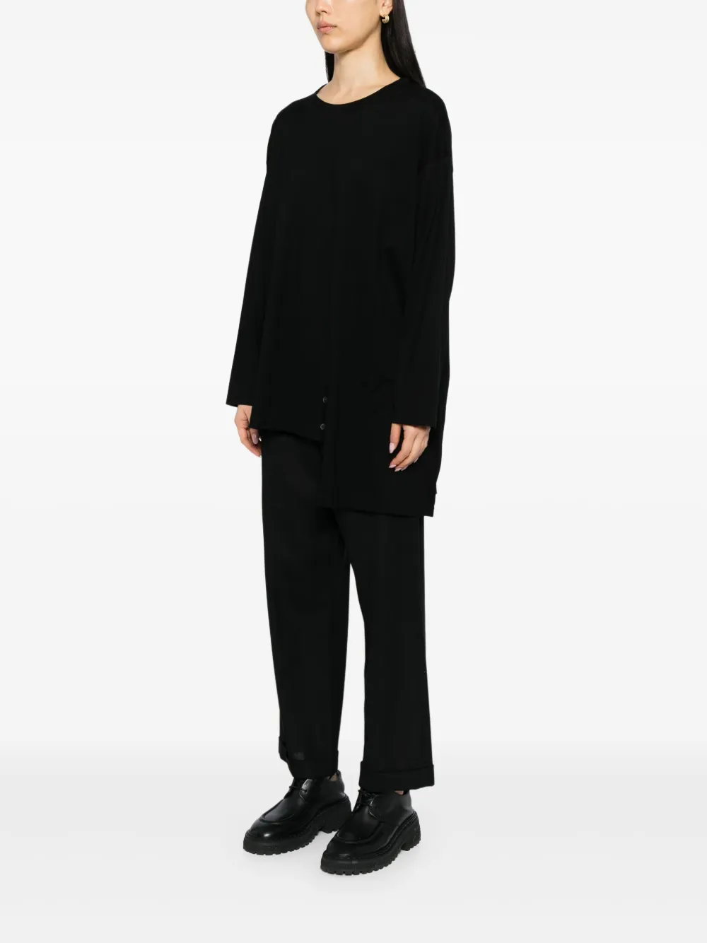 Yohji Yamamoto Katoenen T-shirt Zwart