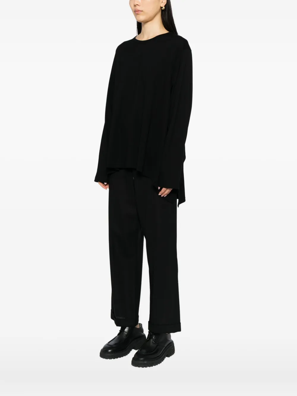 Yohji Yamamoto Katoenen T-shirt Zwart