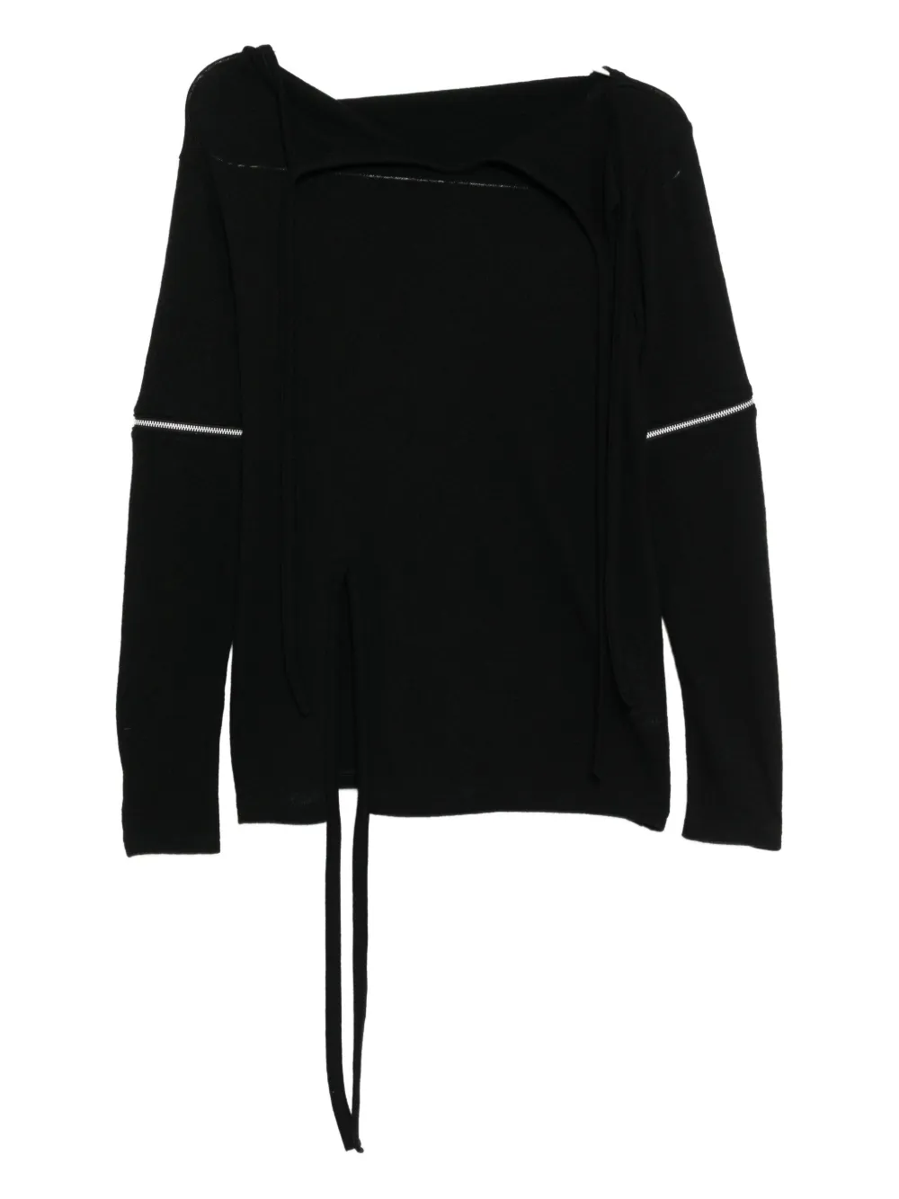 Yohji Yamamoto Asymmetric Wool Top In Black