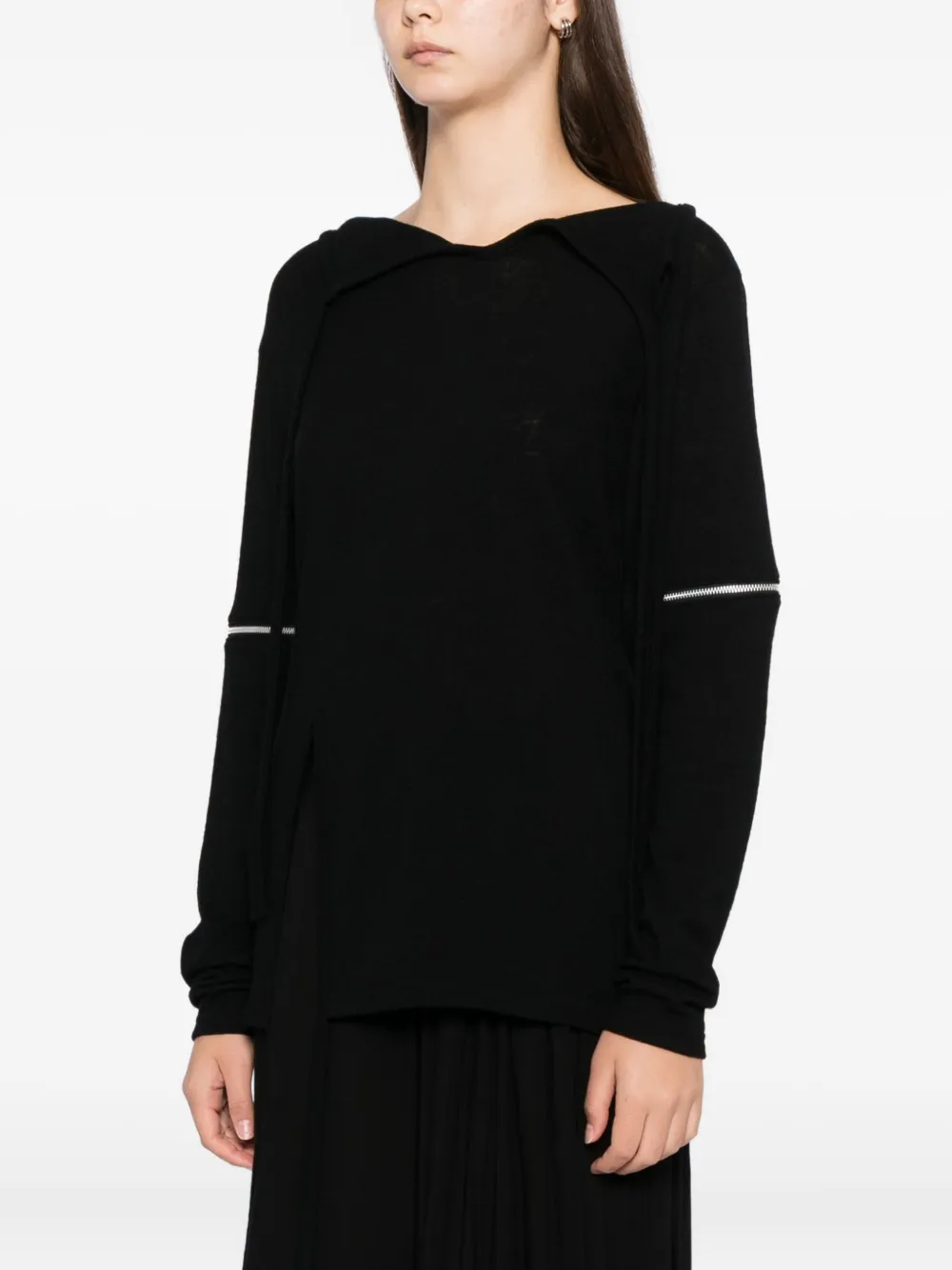 Yohji Yamamoto Asymmetric Wool Top In Black