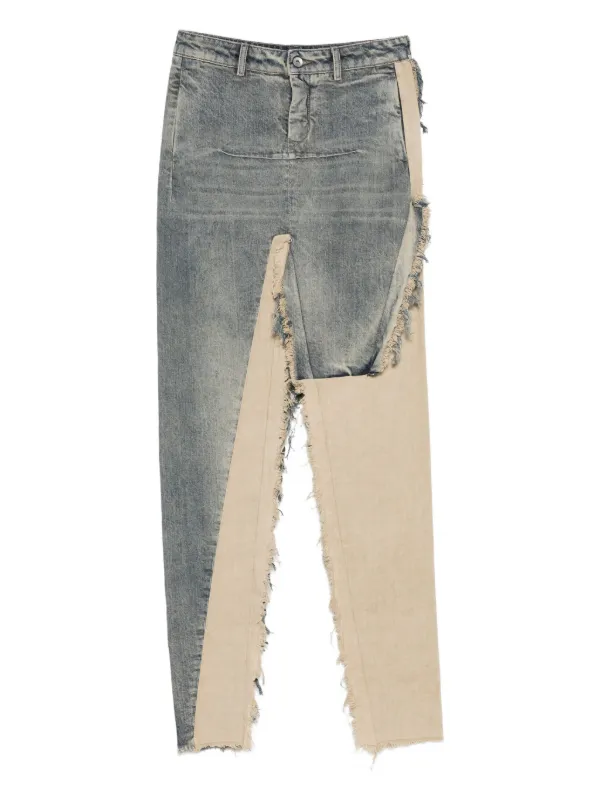 Rick Owens Frayed-panel Skirt in Blue