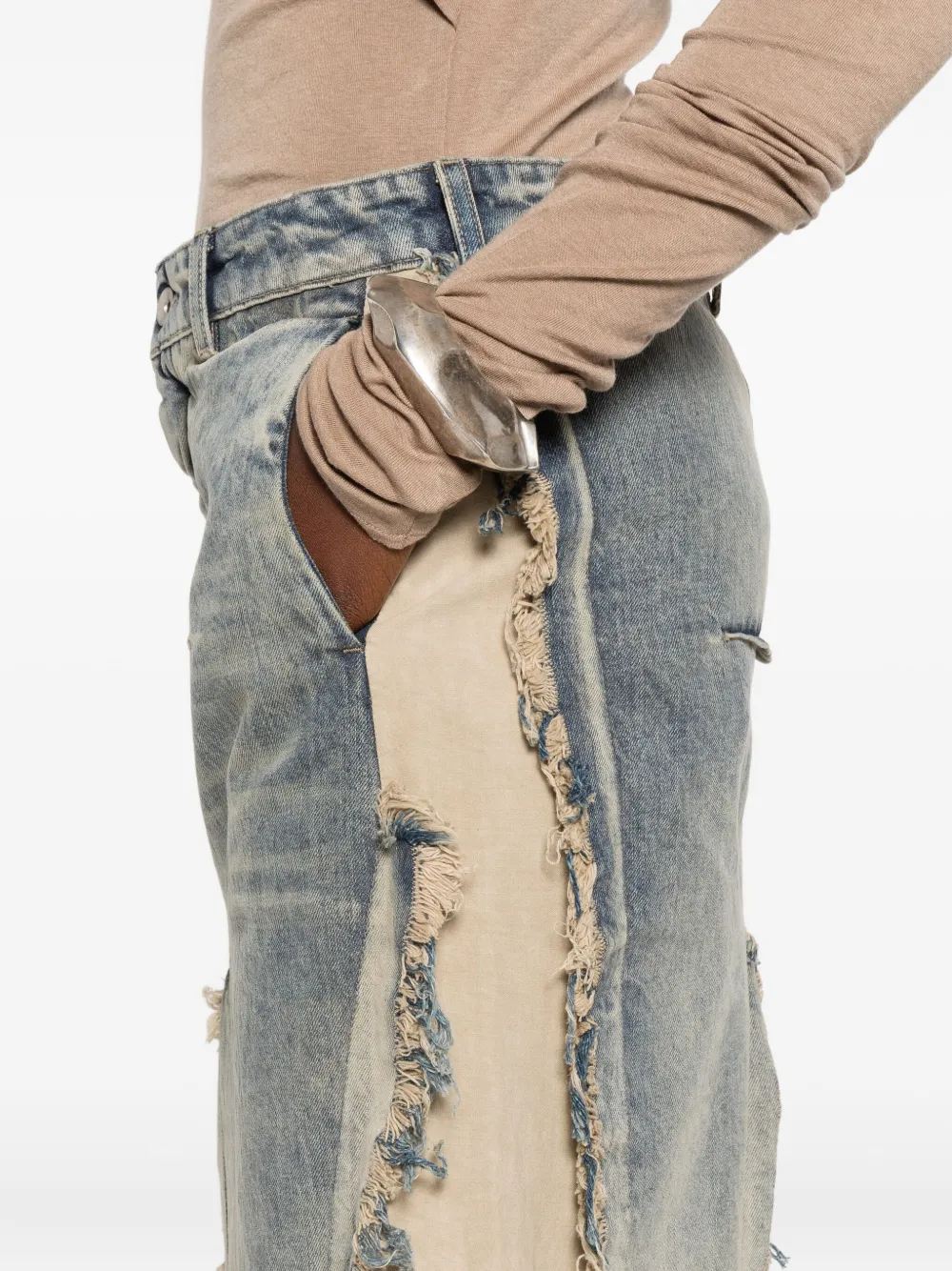 Rick Owens Rok met franje en vlak Blauw