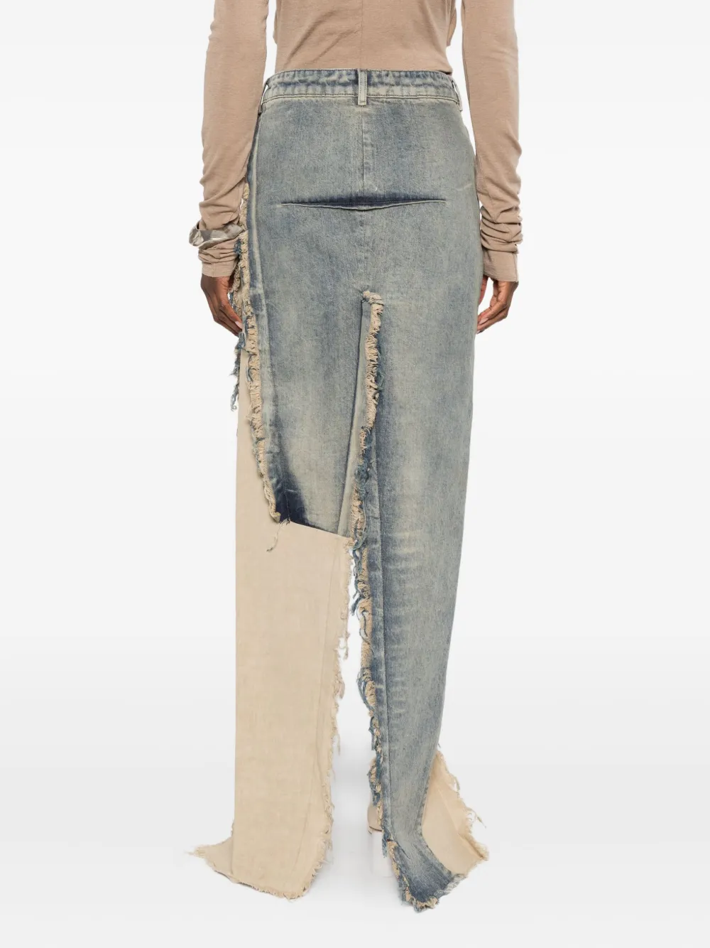 Rick Owens Rok met franje en vlak Blauw