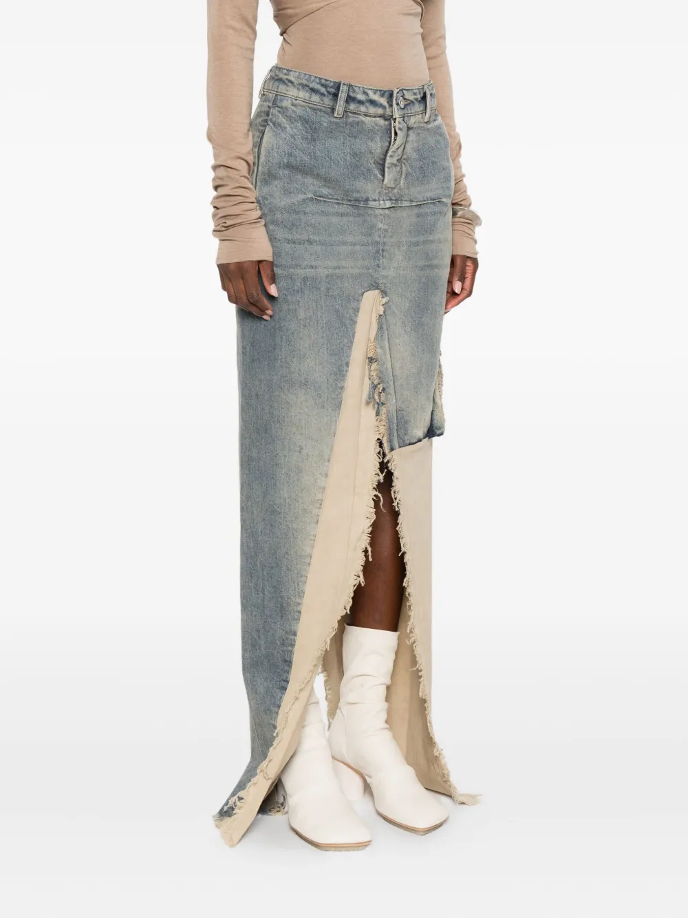 Rick Owens Rok met franje en vlak Blauw