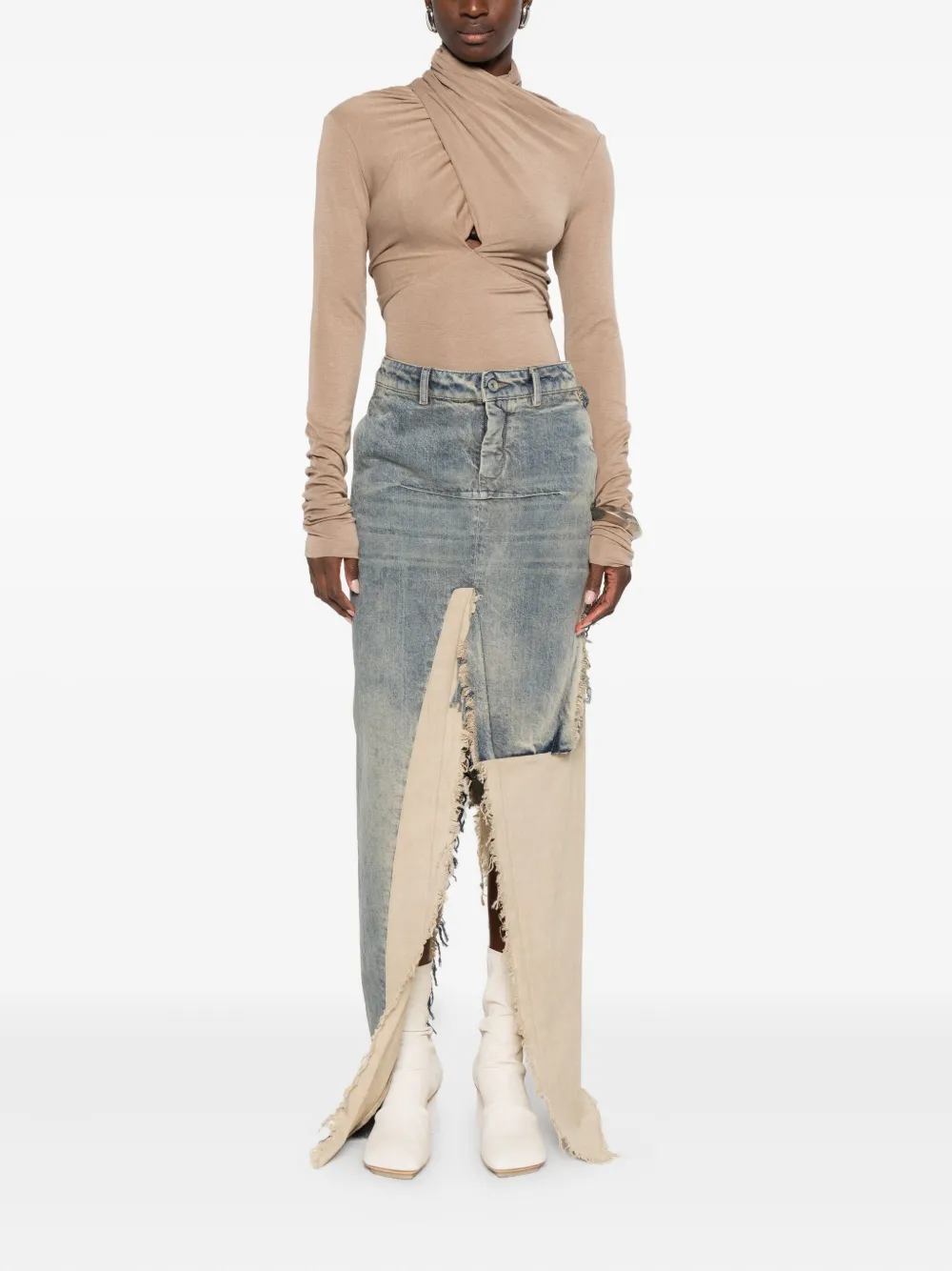 Rick Owens Rok met franje en vlak - Blauw