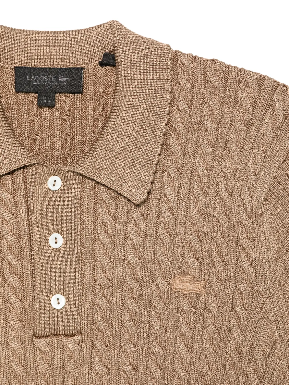 Lacoste Kabelgebreid poloshirt Bruin