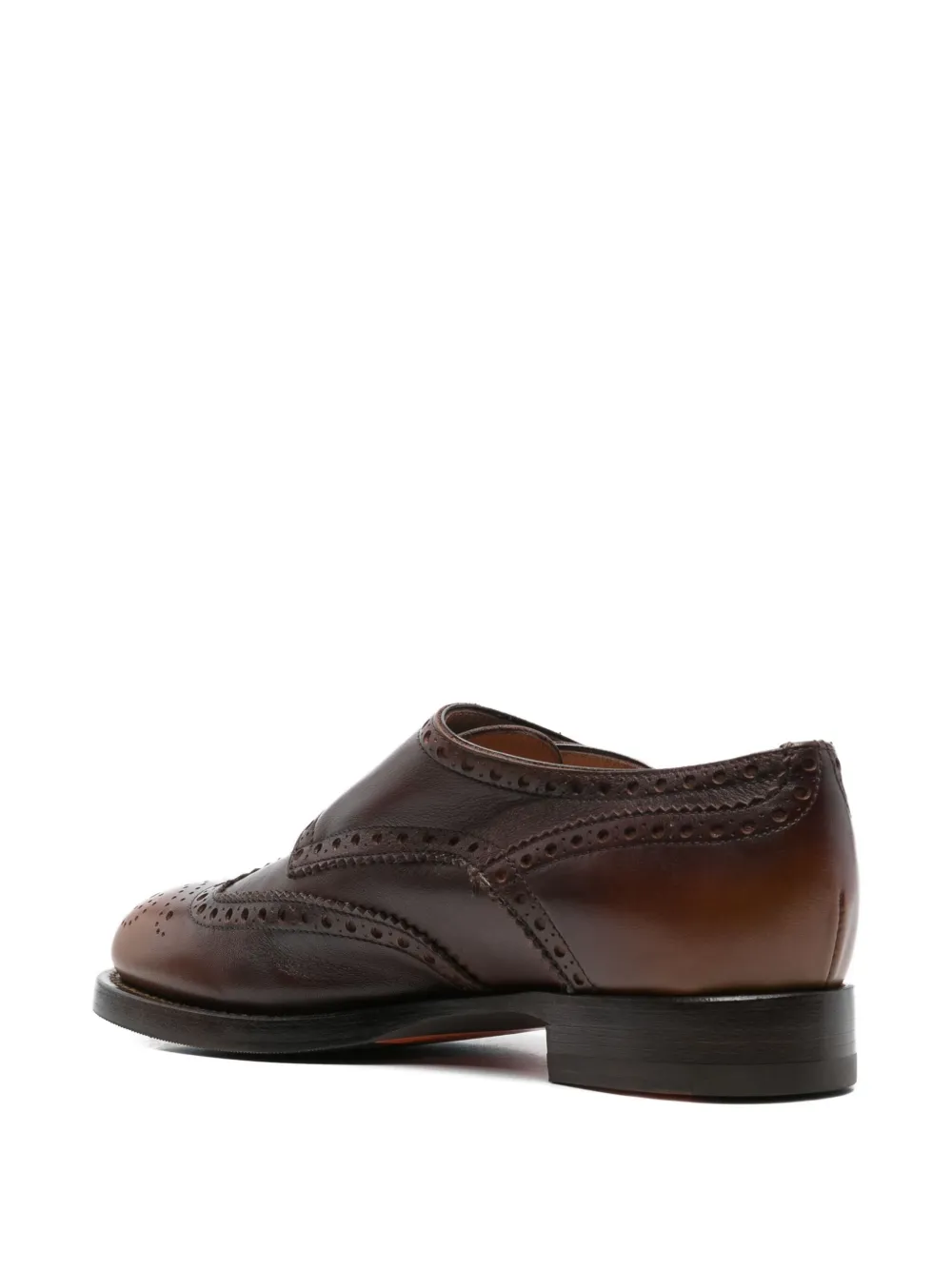Santoni Leather Brogue Shoes In Brown