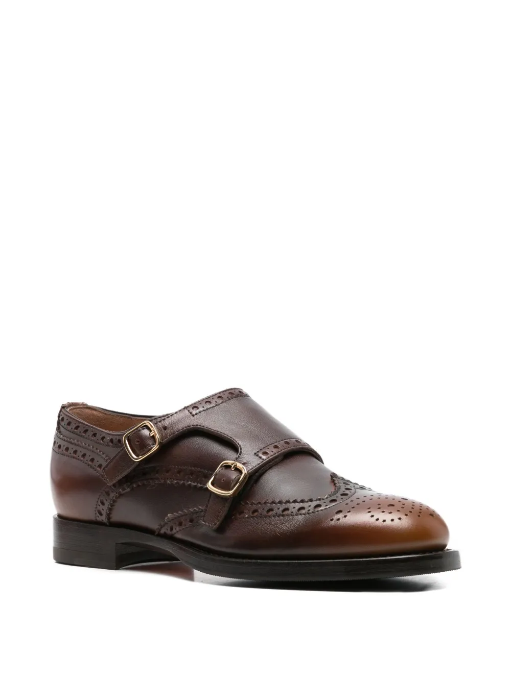 Santoni Leather Brogue Shoes In Brown