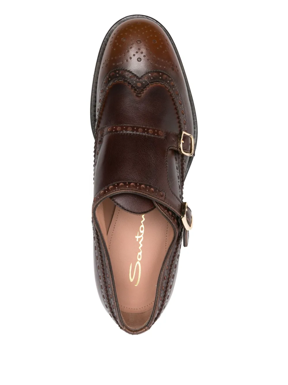 Santoni Leather Brogue Shoes In Brown
