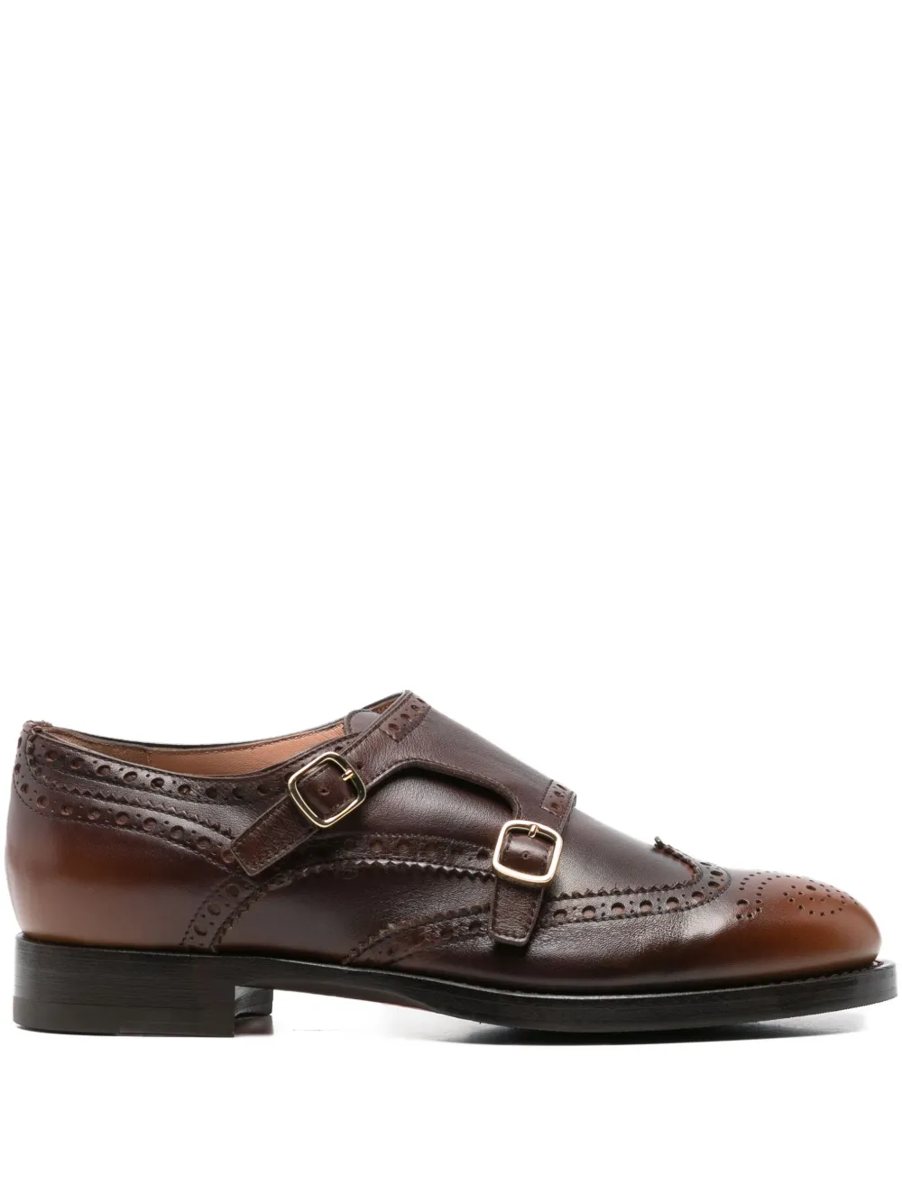 Santoni Leather Brogue Shoes In Brown