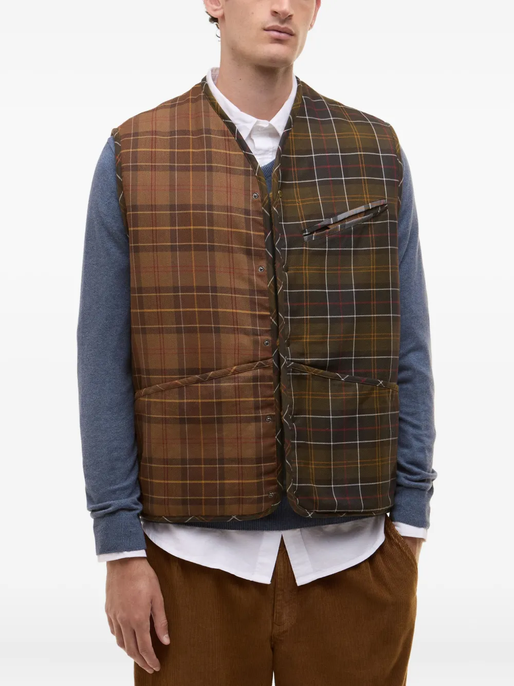 Paul Smith Mixed-tartan Pocketed Gilet In Multi