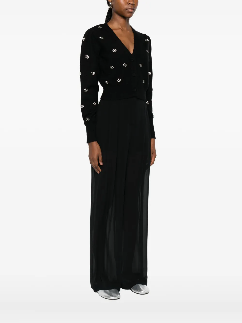 Twinset Floral-pattern Cardigan In Black