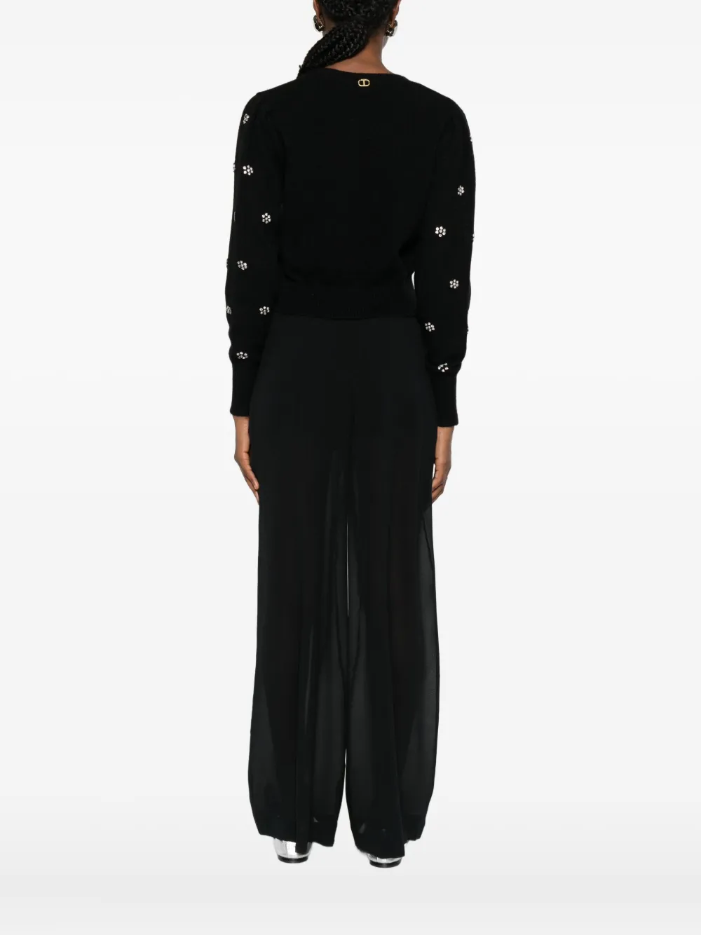 Twinset Floral-pattern Cardigan In Black