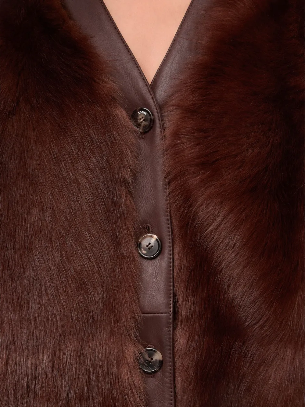 Loewe Buttoned Lambskin Jacket In Brown