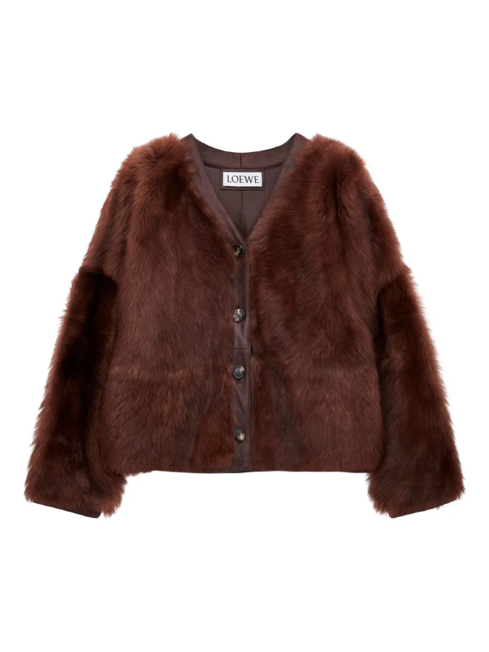 Loewe Buttoned Lambskin Jacket In Brown