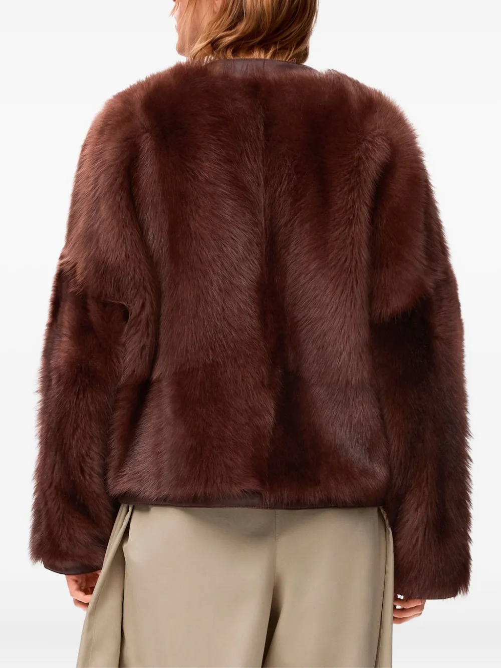 Loewe Buttoned Lambskin Jacket In Brown