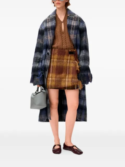 LOEWE plaid fringed coat