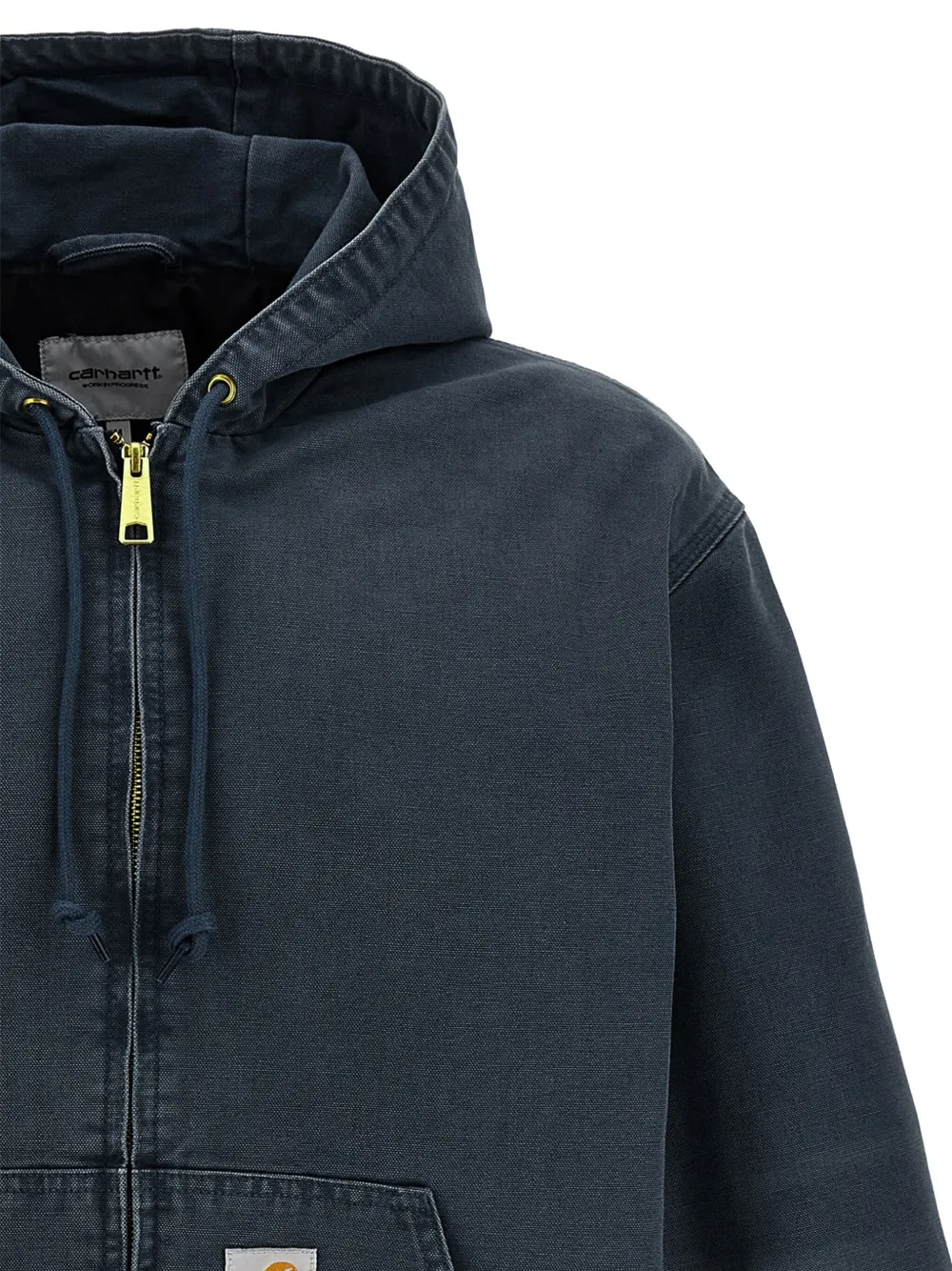 Carhartt Adjustable Hood Logo Patch Jacket In Blue