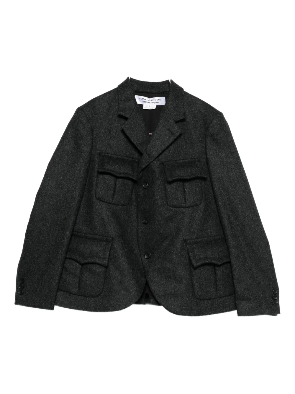 Comme Des Garçons Flap-pocket Military Jacket In Gray