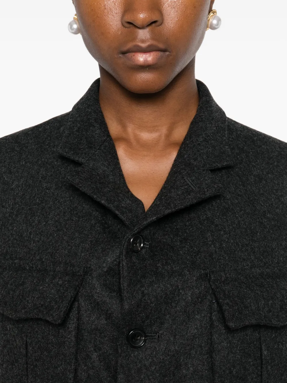 Comme Des Garçons Flap-pocket Military Jacket In Gray