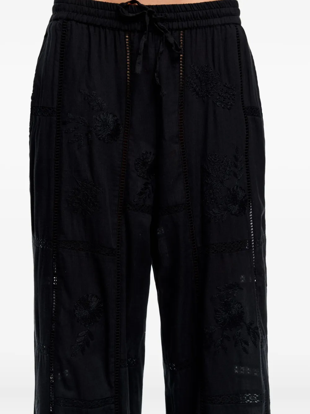 Bimba y Lola Broek met geborduurde bloemen Zwart