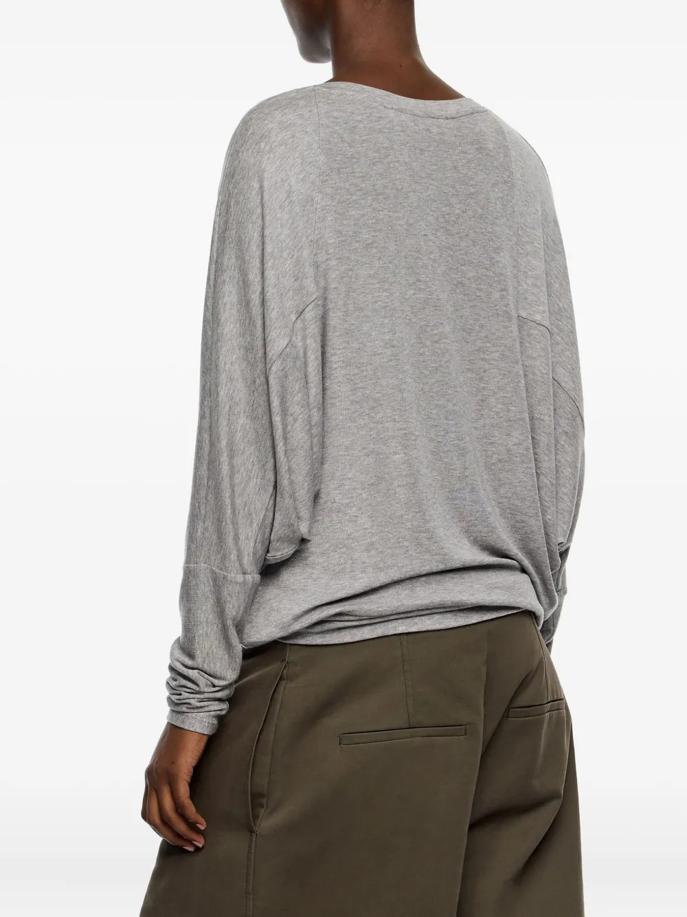 Bimba Y Lola Long-sleeve Boat-neck T-shirt In Gray